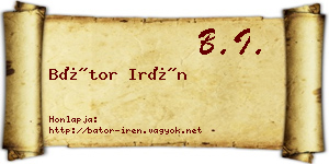 Bátor Irén névjegykártya